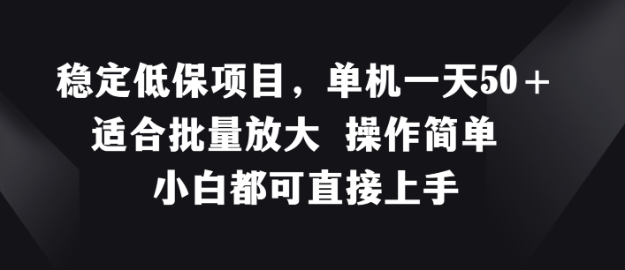 稳定低保项目，单机一天50+适合批量放大 操作简单 小白都可直接上手【揭秘】-淘金日记