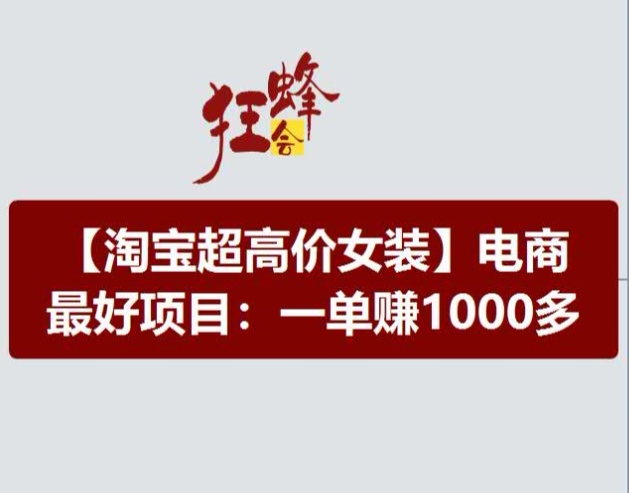 淘宝超高价女装项目,电商最好赛道,一单赚1000多-淘金日记