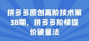 拼多多原创高阶技术第38期,拼多多阶梯提价破量法-淘金日记
