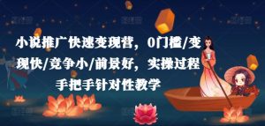 小说推广快速变现营,0门槛/变现快/竞争小/前景好,实操过程手把手针对性教学-淘金日记