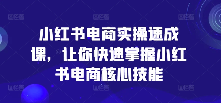 小红书电商实操速成课,让你快速掌握小红书电商核心技能-淘金日记