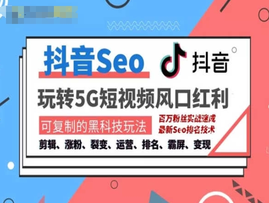 抖音SEO引流培训课程-抓住抖音风口,实现搜索排名,获取精准流量,快速成交变现-淘金日记