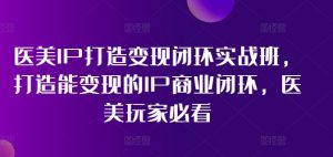 医美IP打造变现闭环实战班，打造能变现的IP商业闭环，医美玩家必看!-淘金日记