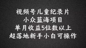 2024蓝海项目视频号儿童纪录片科普,单月收益5位数以上,新手小白可操作【揭秘】-淘金日记
