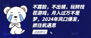 不露脸，不出镜，玩转找茬游戏，月入过万不是梦，2024年风口爆发，抓住机遇【揭秘】-淘金日记