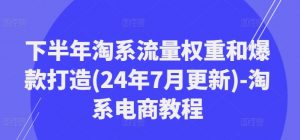下半年淘系流量权重和爆款打造(24年7月更新)-淘系电商教程-淘金日记