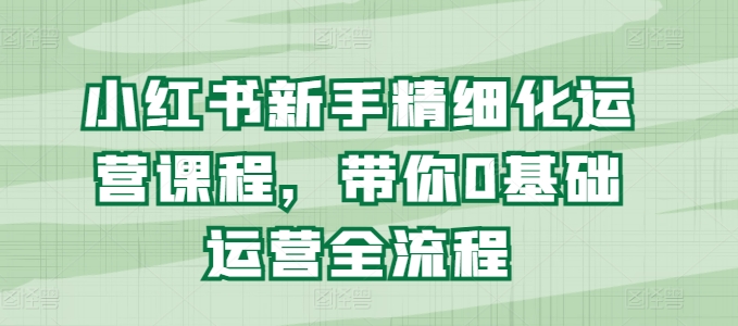 小红书新手精细化运营课程,带你0基础运营全流程-淘金日记