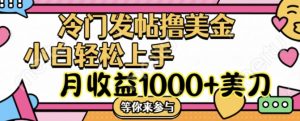 冷门发帖撸美金项目，月收益1000+美金，简单无脑，干就完了【揭秘】-淘金日记