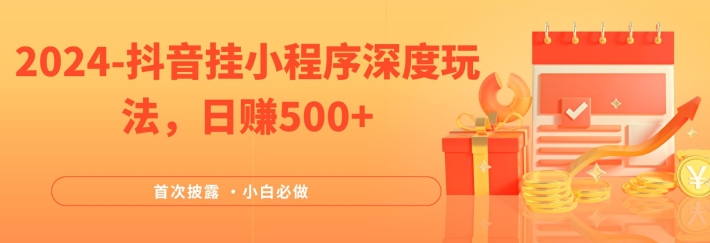 2024全网首次披露，抖音挂小程序深度玩法，日赚500+，简单、稳定，带渠道收入，小白必做【揭秘】-淘金日记