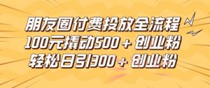 朋友圈高效付费投放全流程，100元撬动500+创业粉，日引流300加精准创业粉【揭秘】-淘金日记