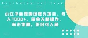 小红书心理测试爆火项目,月入7000+,简单无脑操作,尚未饱和,依旧可入局-淘金日记