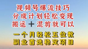视频号分成最暴力赛道，几分钟出一条原创，最强搬运+混剪新方法，谁做谁爆【揭秘】-淘金日记
