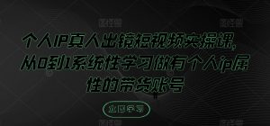 个人IP真人出镜短视频实操课,从0到1系统性学习做有个人ip属性的带货账号-淘金日记