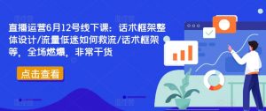 直播运营6月12号线下课：话术框架整体设计/流量低迷如何救流/话术框架等，全场燃爆，非常干货-淘金日记