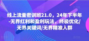 线上流量密训班21.0,24年下半年-无界红利和盈利玩法,终极优化/无界关键词/无界精准人群-淘金日记