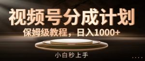 视频号分成计划保姆级教程，日入1K，小白秒上手【揭秘】-淘金日记
