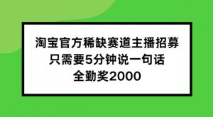 淘宝官方稀缺赛道主播招募 ,只需要5分钟说一句话, 全勤奖2000【揭秘】-淘金日记