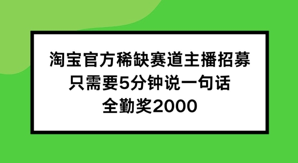 淘宝官方稀缺赛道主播招募 ,只需要5分钟说一句话, 全勤奖2000【揭秘】-淘金日记