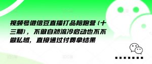 视频号微信豆直播打品陪跑营(十三期),做不自流然冷动启也不不做私域,接直通付过费拿结果-淘金日记