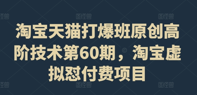 淘宝天猫打爆班原创高阶技术第60期,淘宝虚拟怼付费项目-淘金日记