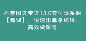 抖音图文带货13.0交付体系课【新课】,快速出单拿结果,高效做账号-淘金日记