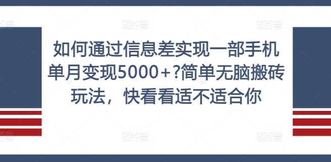 如何通过信息差实现一部手机单月变现5000+?简单无脑搬砖玩法,快看看适不适合你【揭秘】-淘金日记