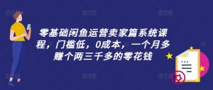 零基础闲鱼运营卖家篇系统课程，门槛低，0成本，一个月多赚个两三千多的零花钱-淘金日记