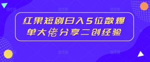 红果短剧日入5位数爆单大佬分享二创经验-淘金日记