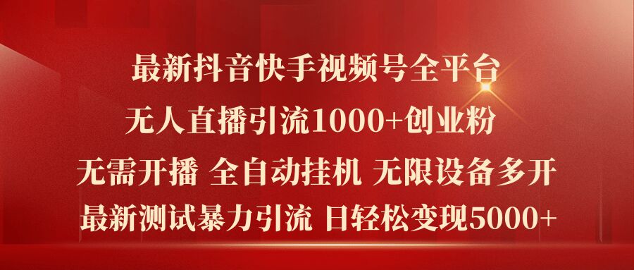 最新抖音快手视频号全平台无人直播引流1000+精准创业粉,日轻松变现5k+【揭秘】-淘金日记