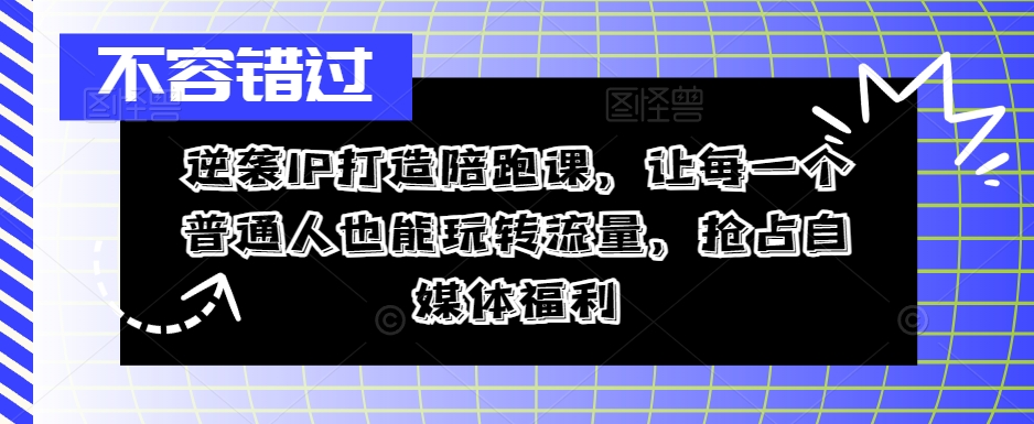 逆袭IP打造陪跑课，让每一个普通人也能玩转流量，抢占自媒体福利-淘金日记