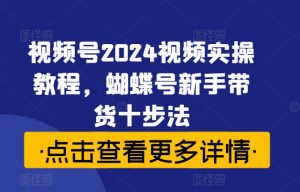 视频号2024视频实操教程，蝴蝶号新手带货十步法-淘金日记