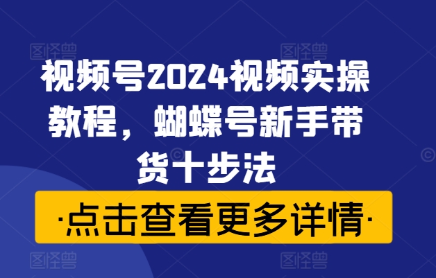 视频号2024视频实操教程，蝴蝶号新手带货十步法-淘金日记