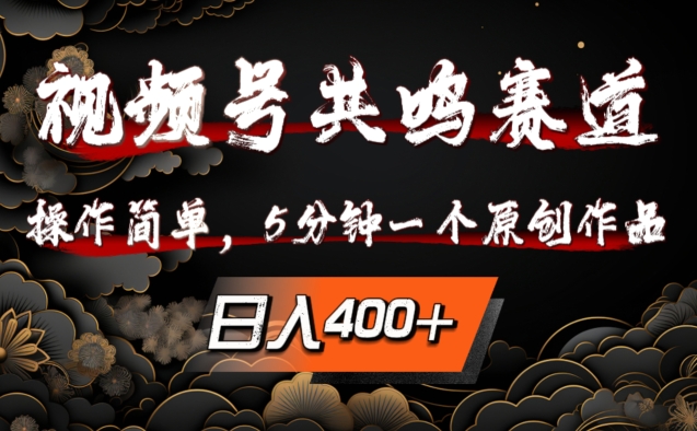 视频号共鸣赛道，操作简单，5分钟1个原创作品，日入几张【揭秘】-淘金日记