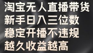 淘宝无人直播带货,新手日入三位数,稳定开播不违规,越久收益越高【揭秘】-淘金日记