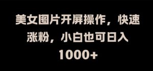 美女图片开屏操作,快速涨粉,小白也可日入1k【揭秘】-淘金日记