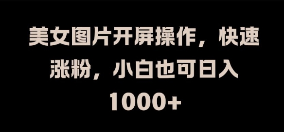 美女图片开屏操作,快速涨粉,小白也可日入1k【揭秘】-淘金日记