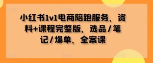 小红书1v1电商陪跑服务，资料+课程完整版，选品/笔记/爆单，全案课-淘金日记