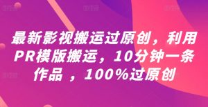 最新影视搬运过原创,利用PR模版搬运,10分钟一条作品 ,100%过原创【教程+PR模板】-淘金日记