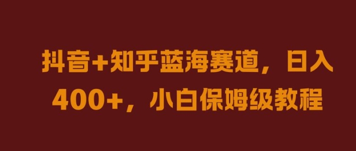 抖音+知乎蓝海赛道,日入几张,小白保姆级教程【揭秘】-淘金日记