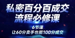 私密百分百成交流程线上训练营，绝对成交，让60分卖手也能100分成交-淘金日记