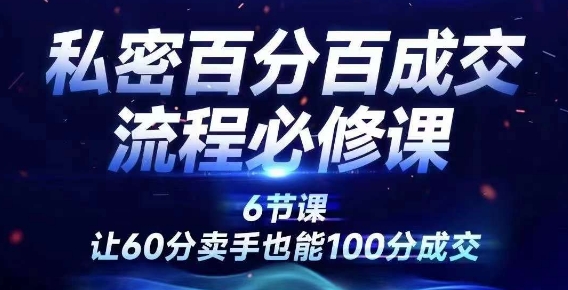 私密百分百成交流程线上训练营，绝对成交，让60分卖手也能100分成交-淘金日记