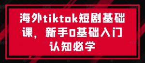 海外tiktok短剧基础课,新手0基础入门认知必学-淘金日记