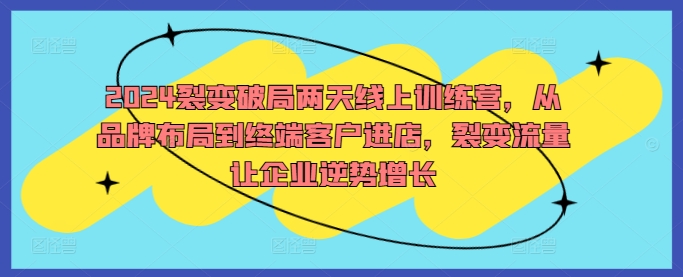 2024裂变破局两天线上训练营,从品牌布局到终端客户进店,裂变流量让企业逆势增长-淘金日记