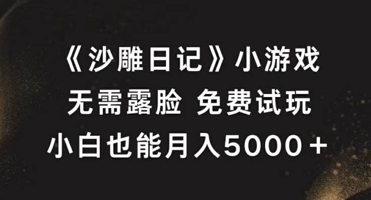 《沙雕日记》小游戏,无需露脸免费试玩,小白也能月入5000+【揭秘】-淘金日记