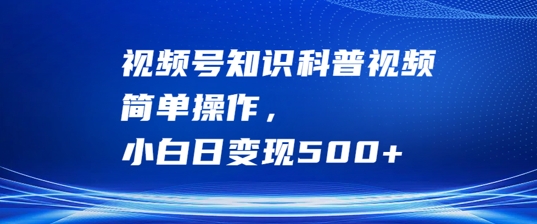视频号知识科普视频,简单操作,小白日变现500+【揭秘】-淘金日记