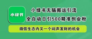 小绿书无脑搬运引流,全自动日引500精准创业粉,微信生态内又一个闷声发财的机会【揭秘】-淘金日记