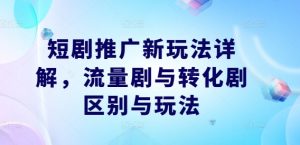 短剧推广新玩法详解，流量剧与转化剧区别与玩法-淘金日记
