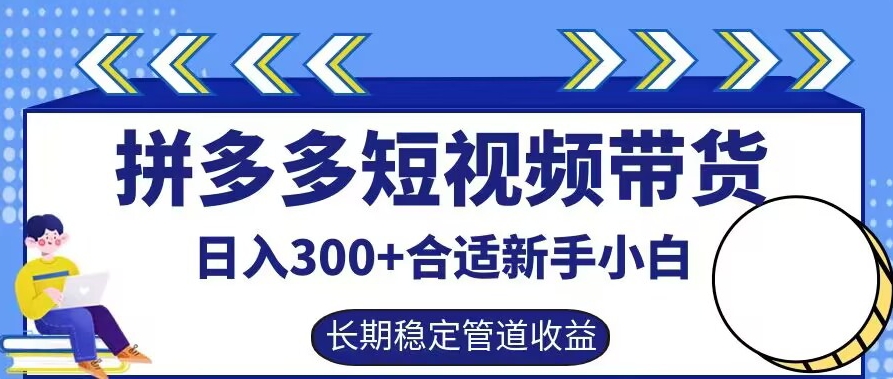 拼多多短视频带货日入300+有长期稳定被动收益,合适新手小白【揭秘】-淘金日记
