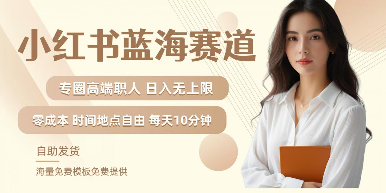 小红书蓝海赛道，圈中高端职场人，月入无上限，可矩阵，内含私域实操教程!-淘金日记