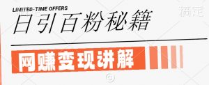 最新闲鱼引流创业粉,日引100+,网创项目虚变现讲解【揭秘】-淘金日记